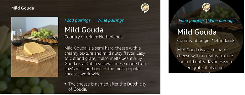 Body Template 3 with optional actions on Echo Show and Echo Spot