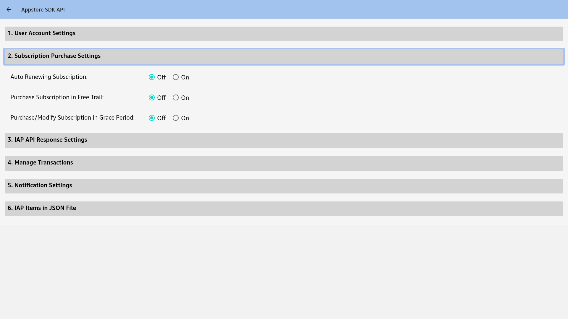 Subscription Purchase Settings
