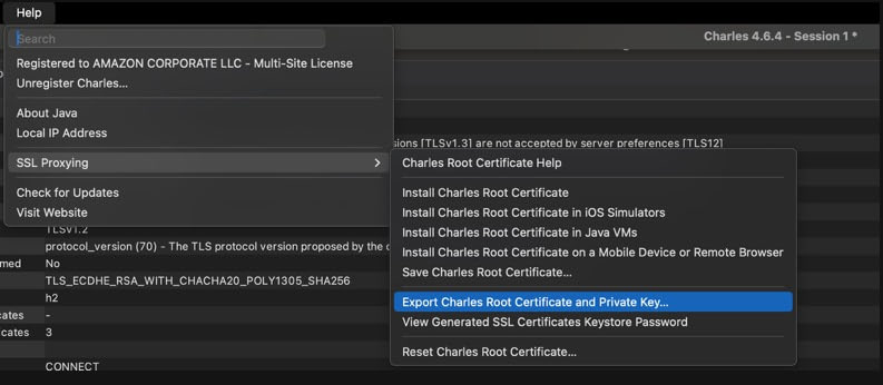 Screenshot that shows the Charles Proxy's certificate management interface.