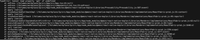 Screenshot that shows JavaScript symbolication results with source mapping.