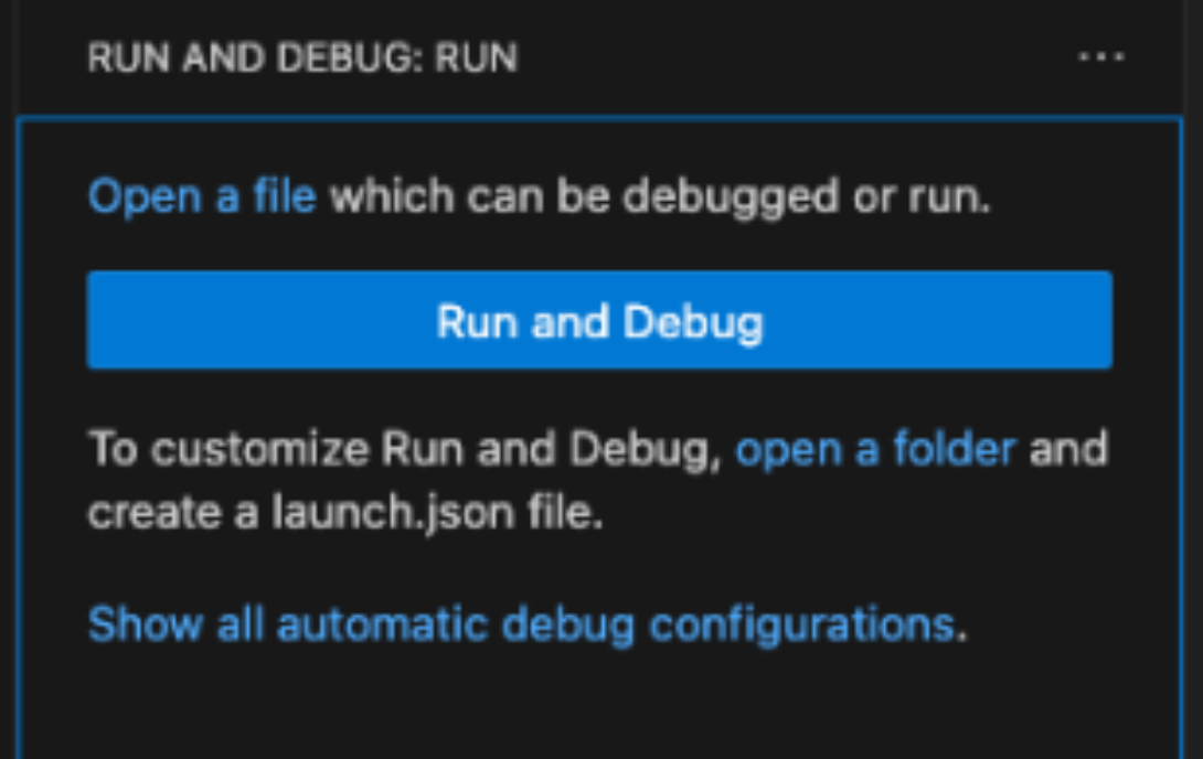 Screenshot of the Run and Debug option in the VS Code activity bar.