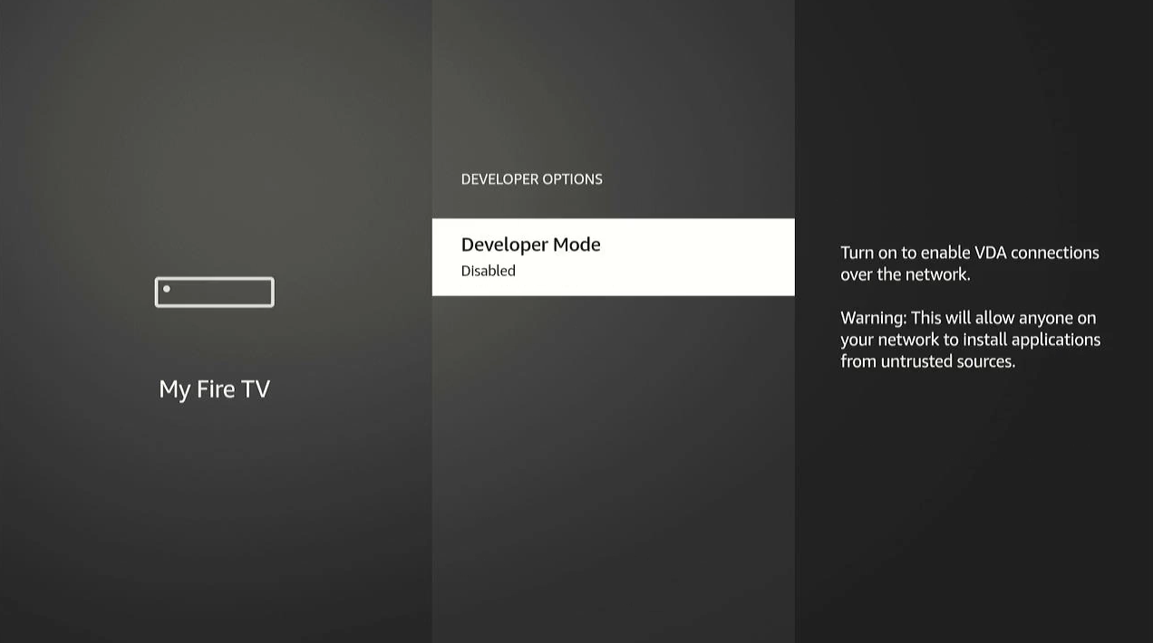 Screenshot showing Developer Mode status as Disabled in Developer Options.