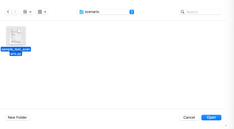 Screenshot that shows the script file for a test scenario.
