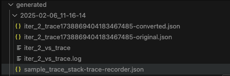 Screenshot that shows output files under the generated directory.