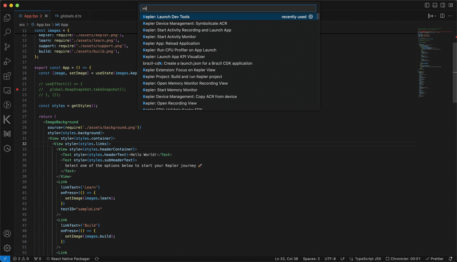 Screenshot that shows the connecting of Chrome DevTools to the Vega app for memory analysis.