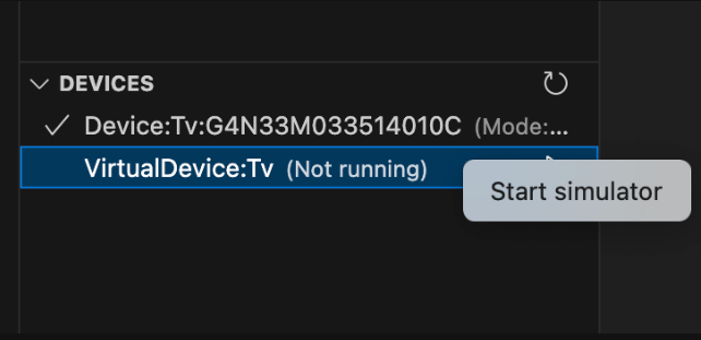 The image shows where to start Virtual Device
