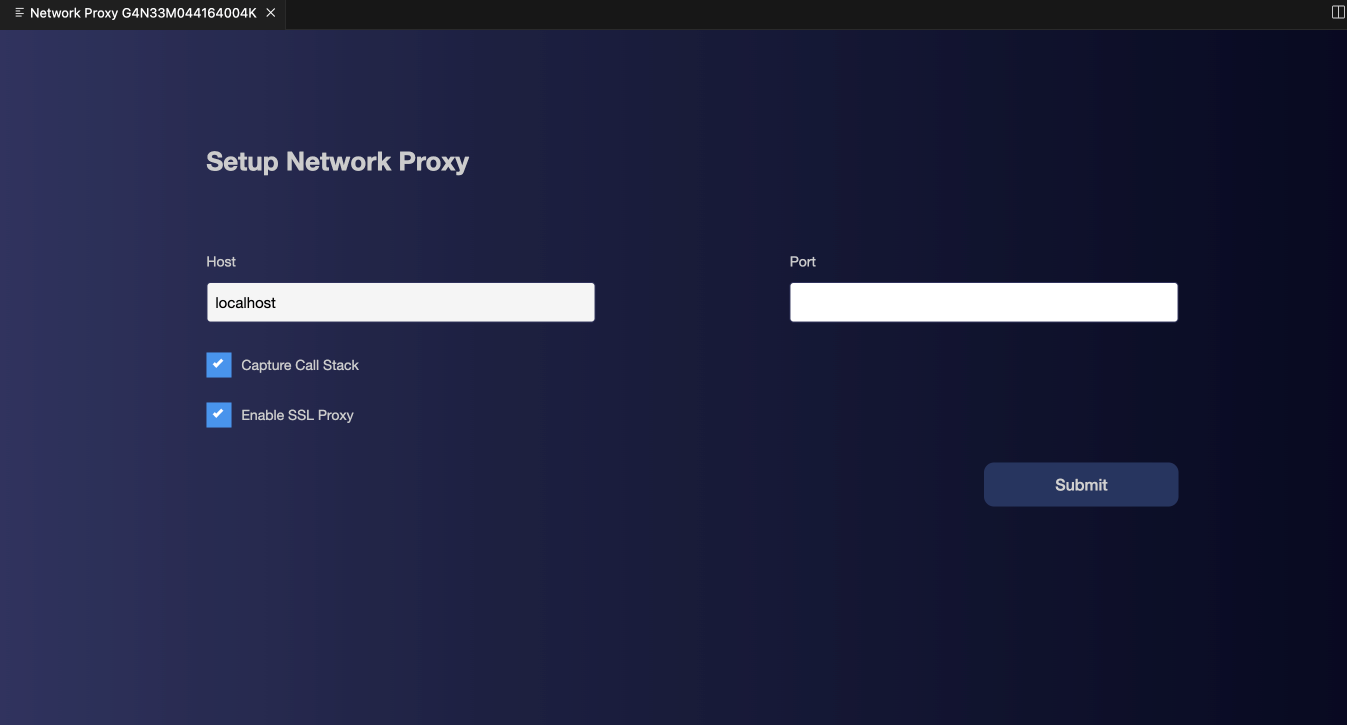 Screenshot that shows the Network Proxy settings.