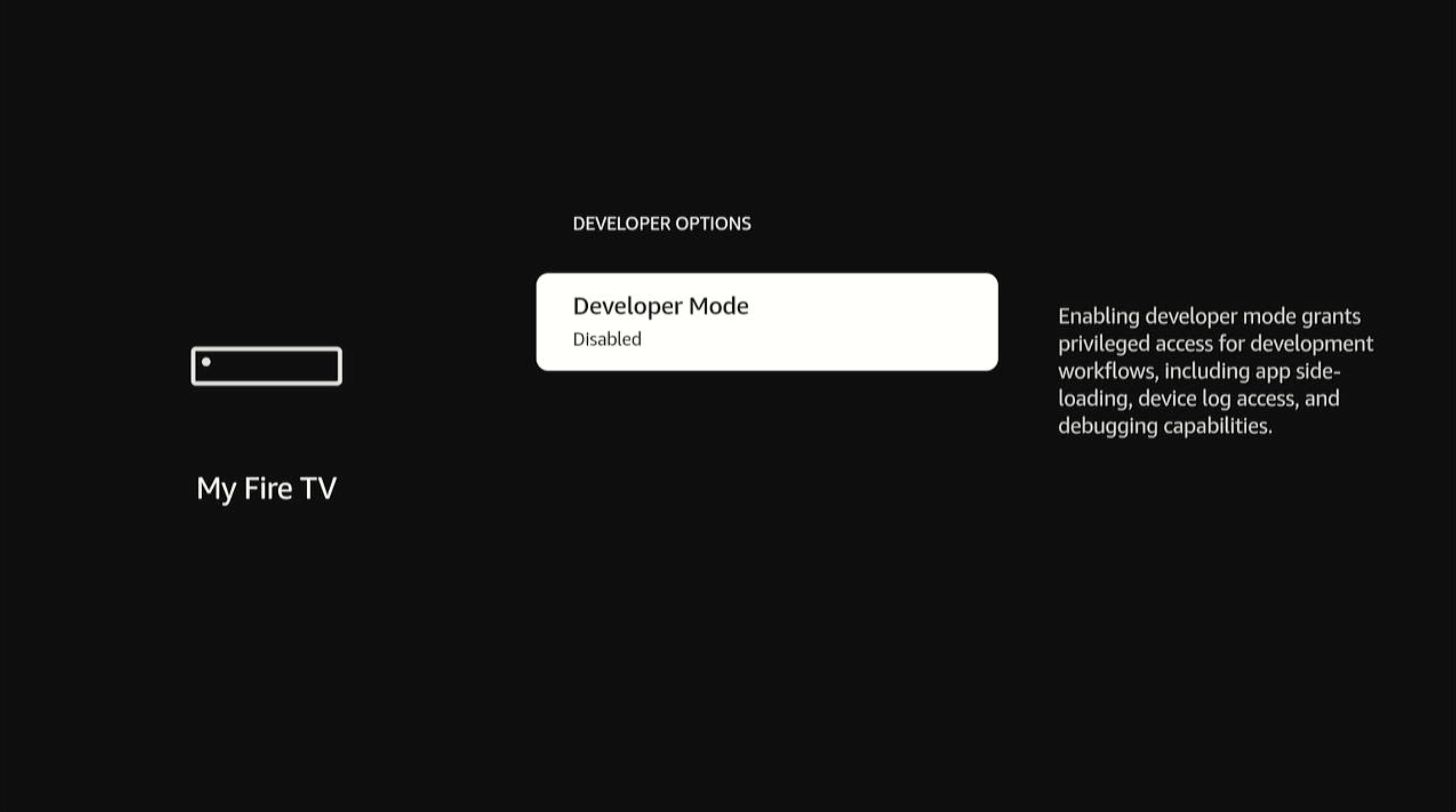 Screenshot showing Developer Mode status as Disabled in Developer Options.