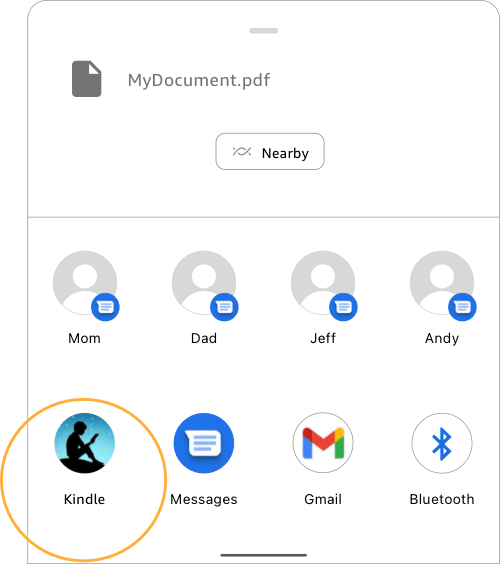 Kindle In The Share Sheet 