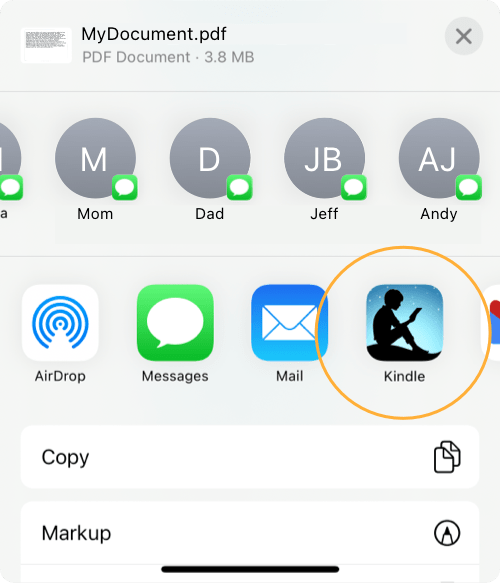 Kindle In The Share Sheet 