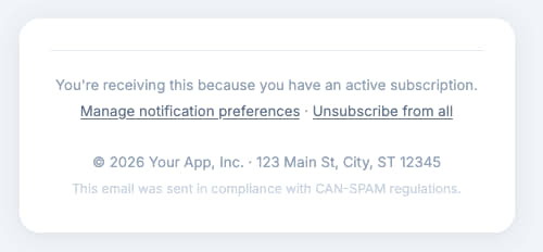 Email opt-out screen showing a one-click unsubscribe option with a confirmation message