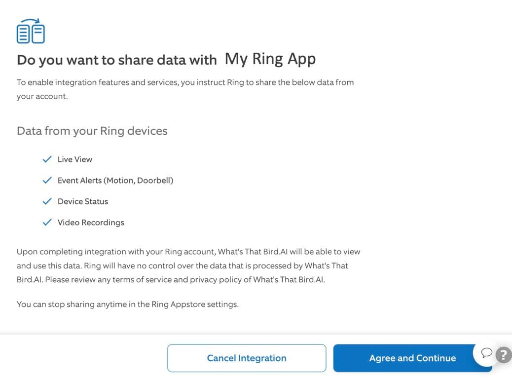 Step 3: Ring user consents to data access