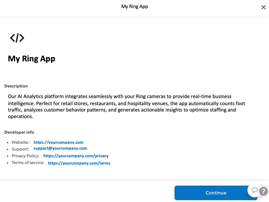 Step 2: Ring user sees app details