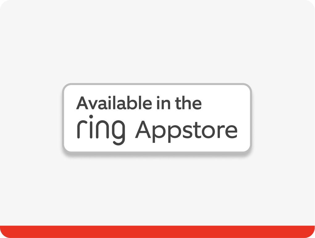 The Ring Appstore badge with a drop shadow cast behind it.