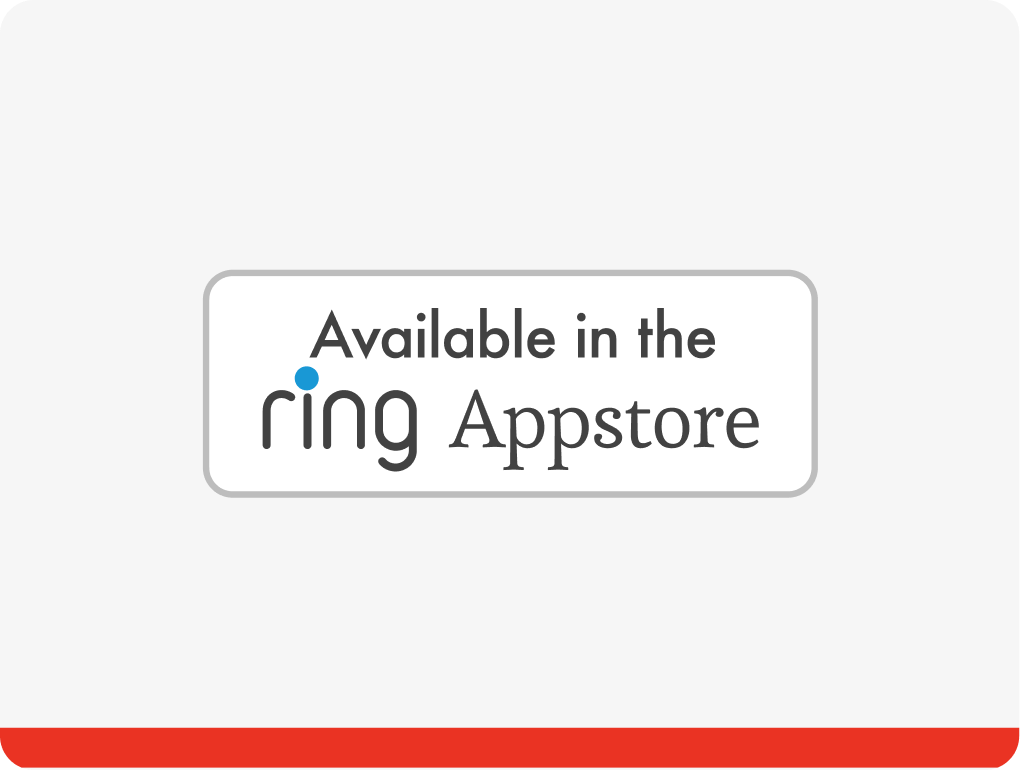 The Ring Appstore badge recreated with a substituted typeface and an altered logotype.