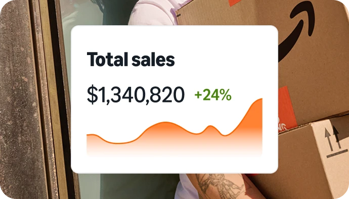 A UI card representing sales trending upwards