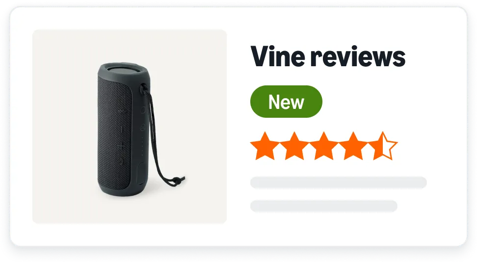 Lo-fi image of a speaker for sale on Amazon with Vine reviews