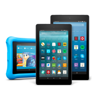 Illustration of three 鶹 Fire Tablet devices