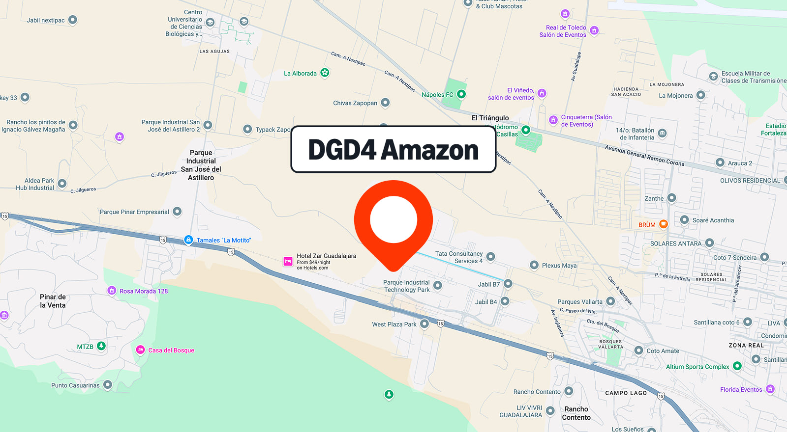 Mapa mostrando la ubicación de Amazon DGD4.