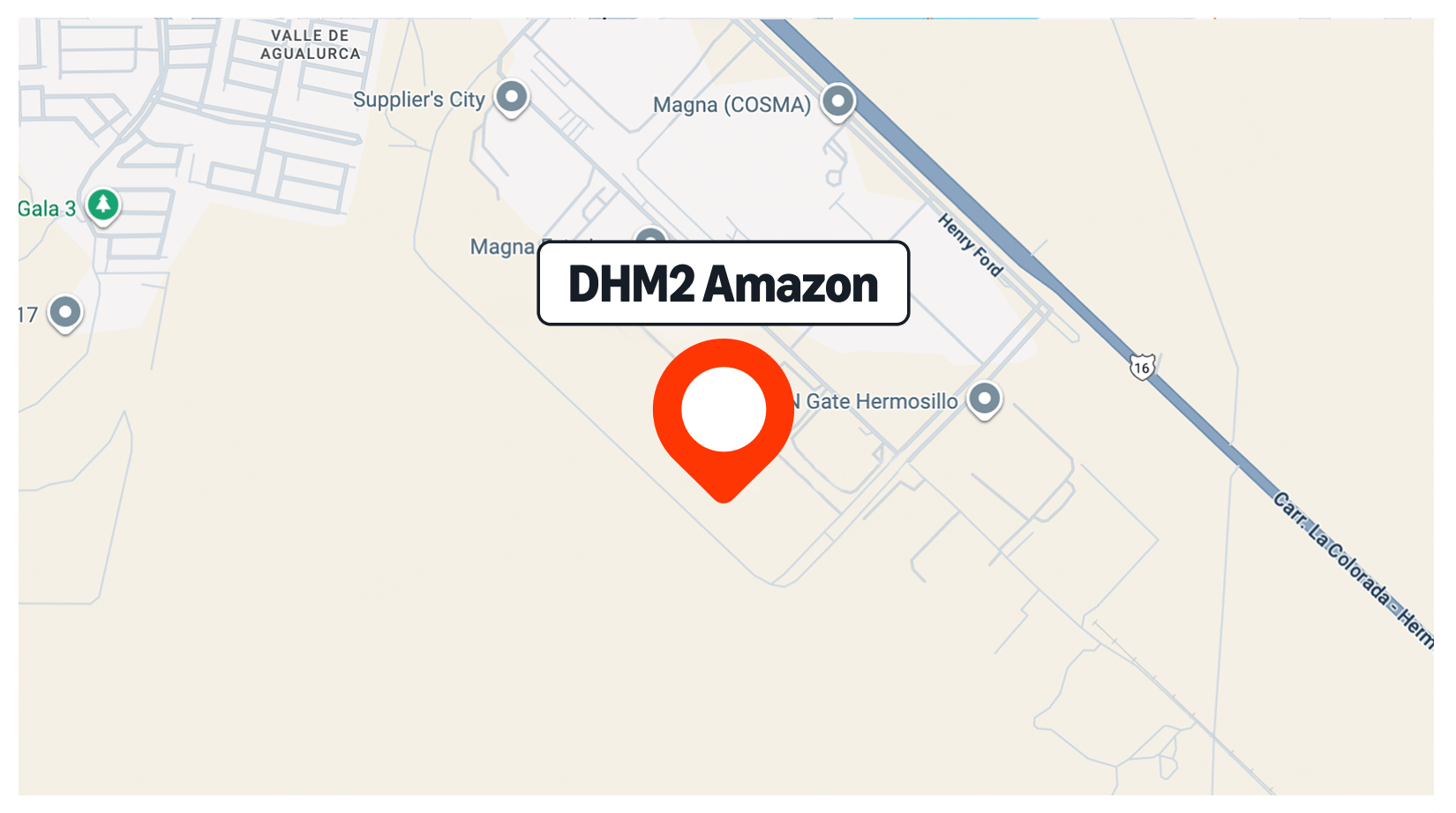 Mapa mostrando la ubicación de Amazon DHM2.