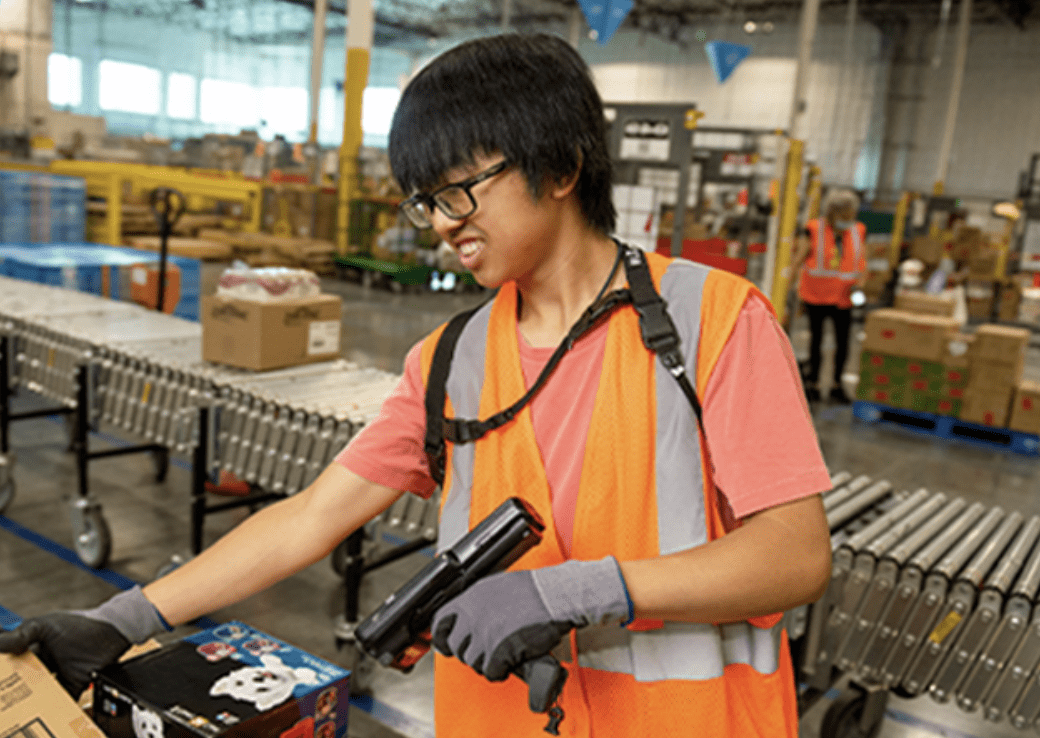 Students working in warehouse