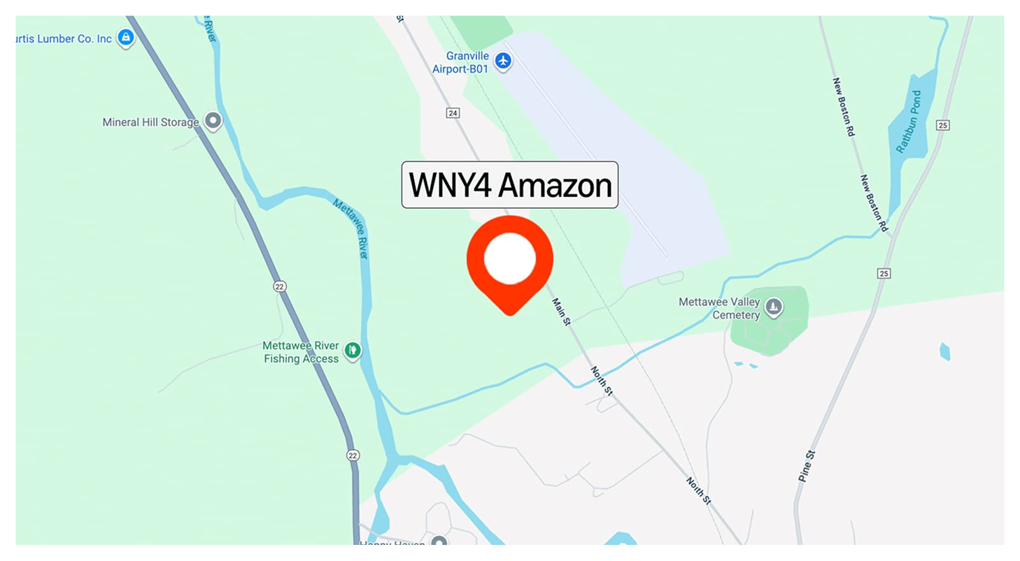 Map showing the location of the WNY4 Amazon site