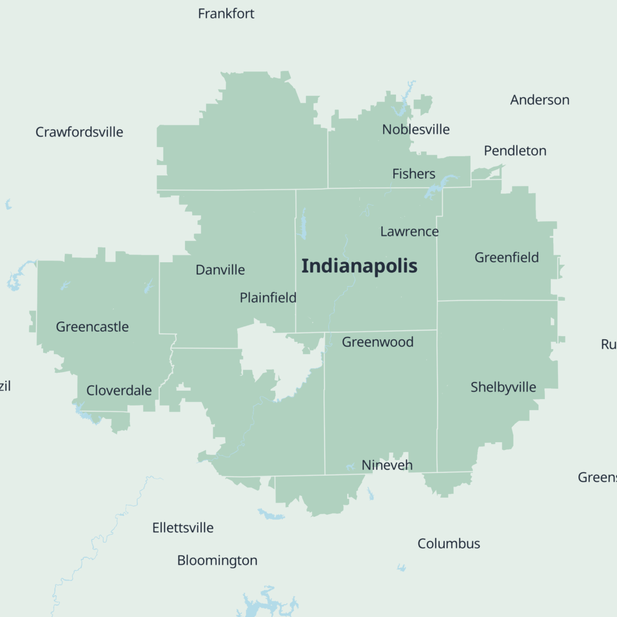 Indianapolis Same-Day Delivery coverage map a map of Indianapolis showing Same-Day Delivery coverage