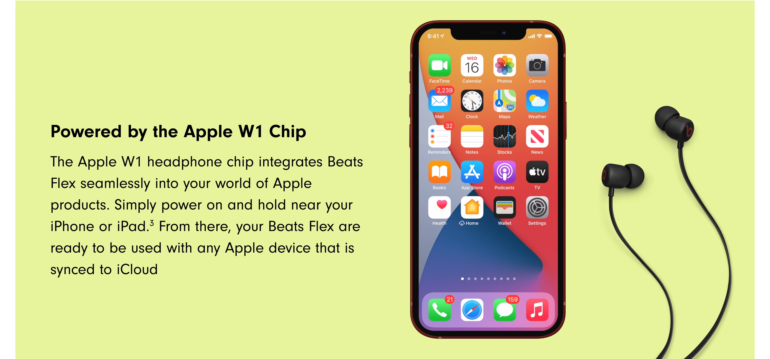 beats Flex Wireless Earphones Apple W1 Headphone Chip, Earbuds, Class 1 Bluetooth, 12