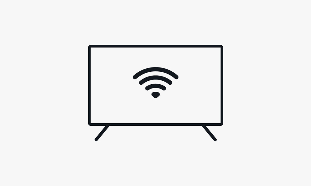 Illustration of an HDTV with a Wi-Fi icon placed within the borders of the screen.