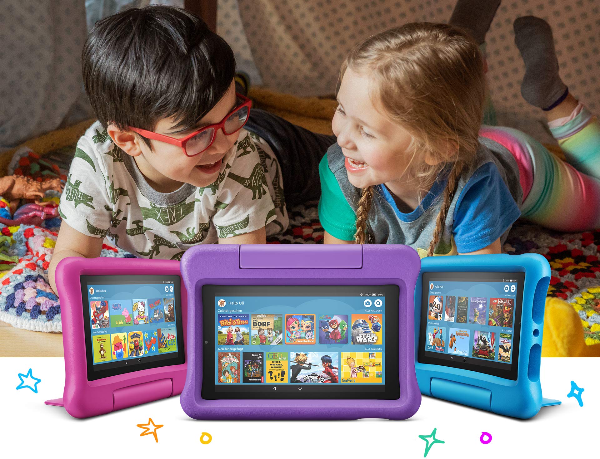 Fire 7 Kids EditionTablet, 7ZollDisplay, 16 GB, Blaue/Pinke kindgerechte Hülle Amazon.de
