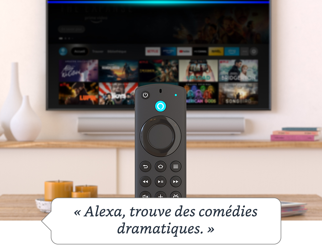 Télécommande vocale Alexa avec boutons de contrôle de la TV