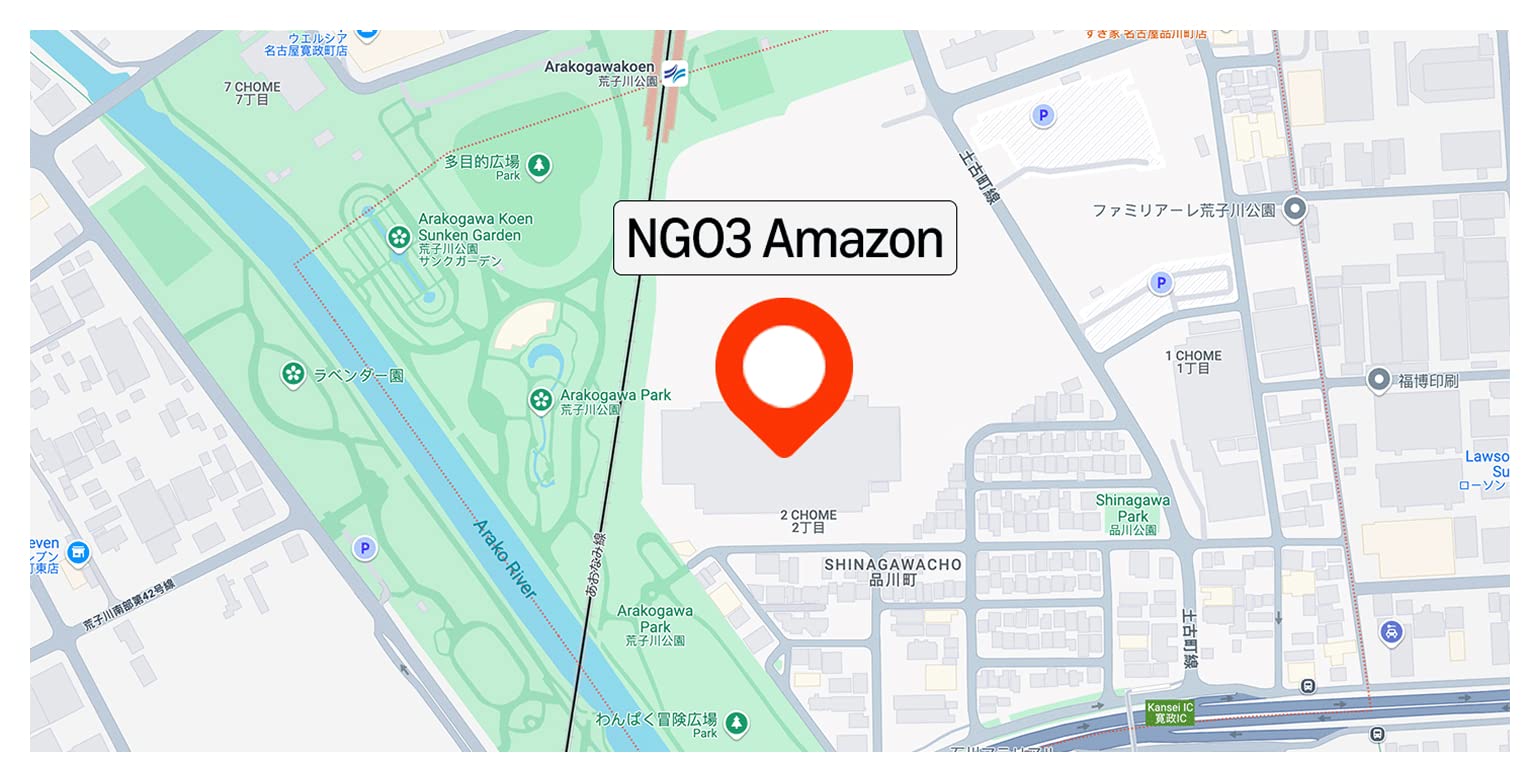 荒子川公園駅付近にあるNGO3倉庫のGoogleマップ画像