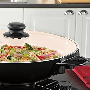 Sunbeam Oster DuraCeramic Electric Wok, Black and White
