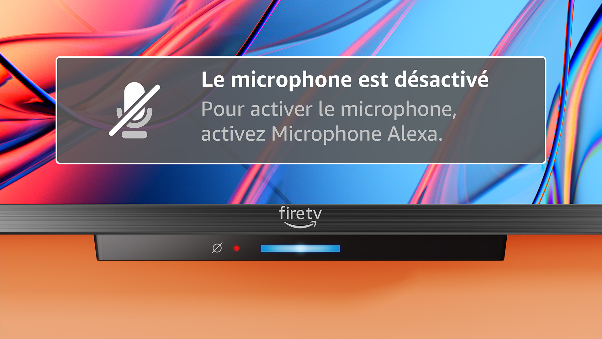 La télévision affiche une notification : « Le microphone est désactivé ».