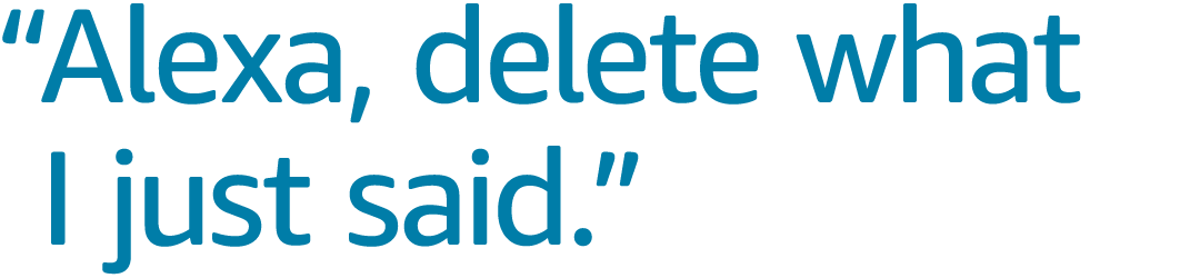 "Alexa, delete what I just said."
