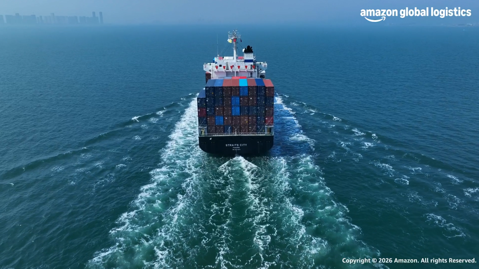 An Amazon box on a conveyor belt