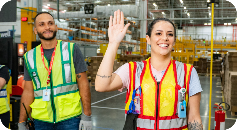 Two associates in safety vests.