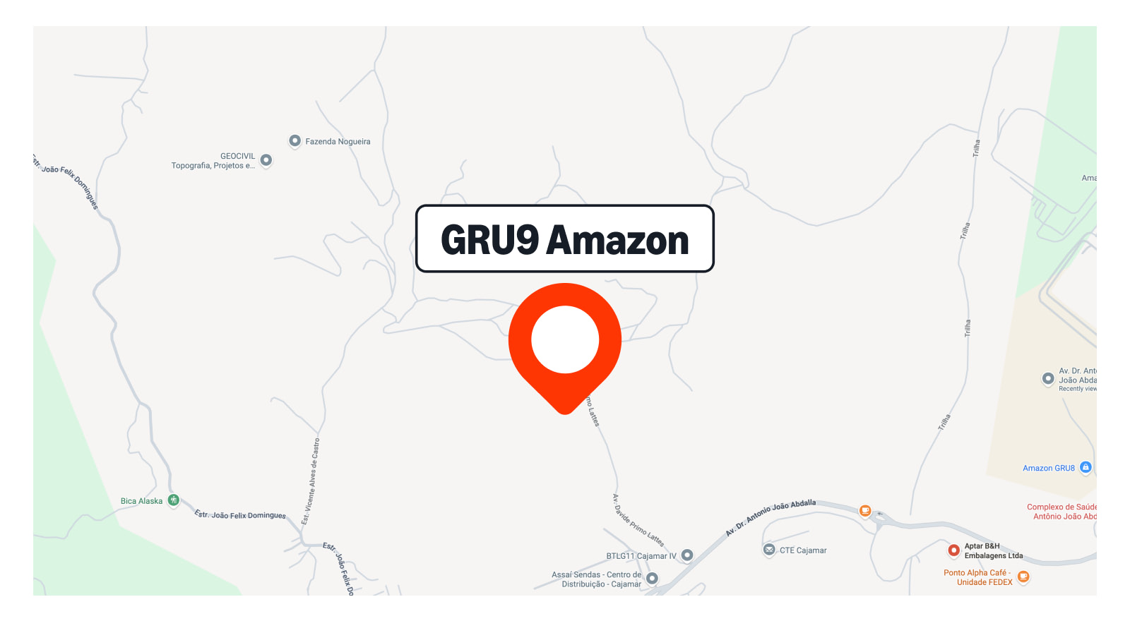 Pin on a map showing the location of GRU9