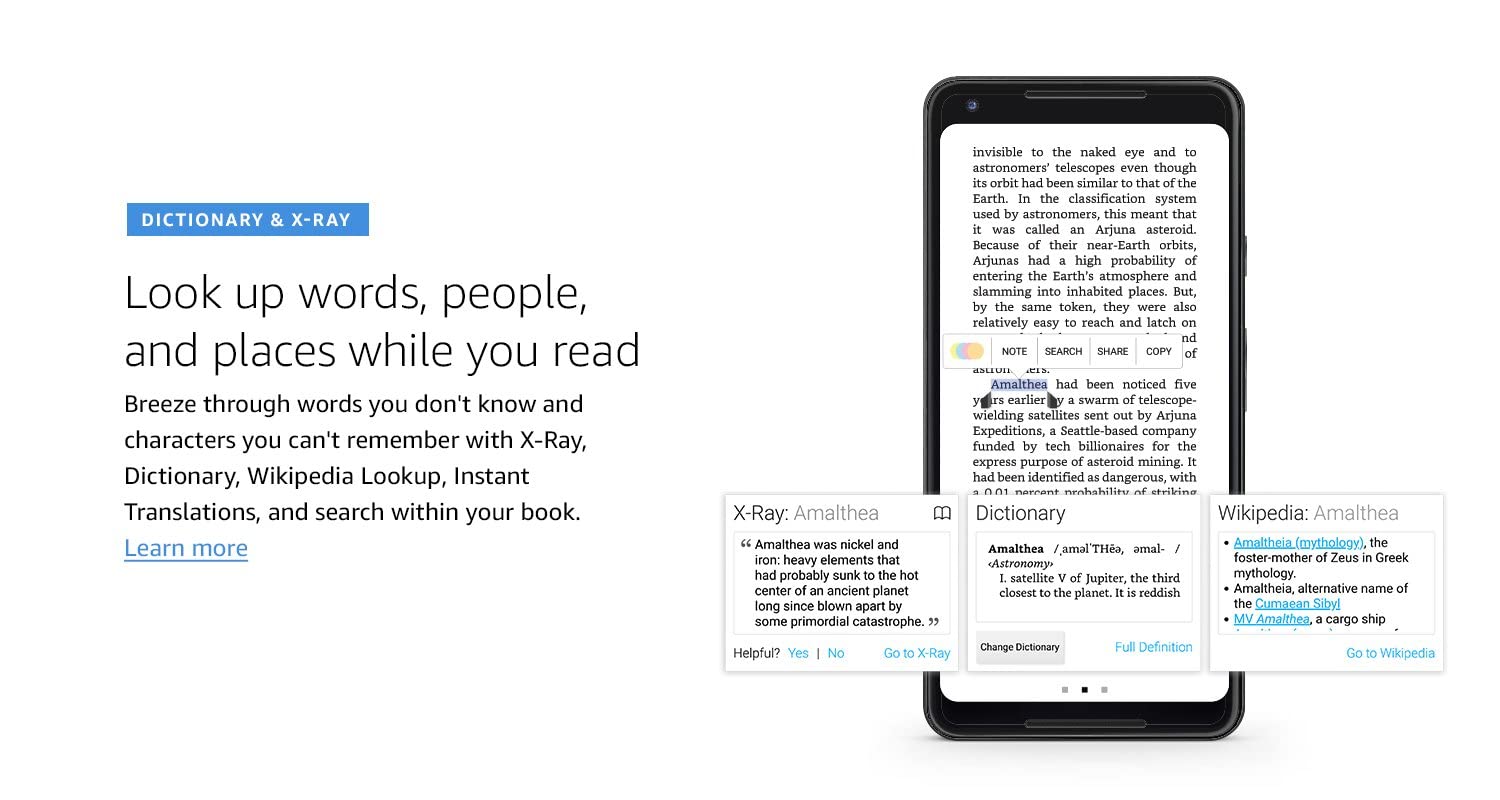 Dictionary & X-Ray, Look up words, people, and places while you read