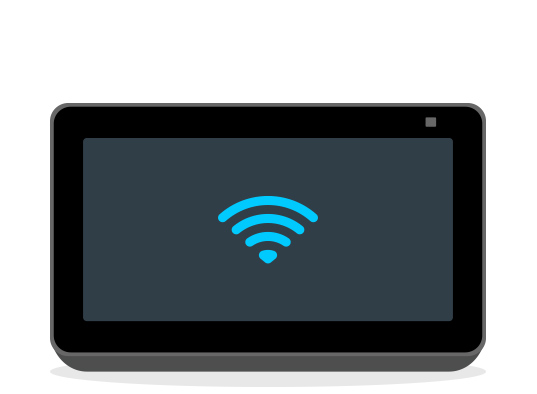 جهاز Echo Show 5 مع وسم Wi-Fi على الشاشة
