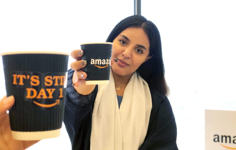 Amazon Customer Service Associate working at the office.
