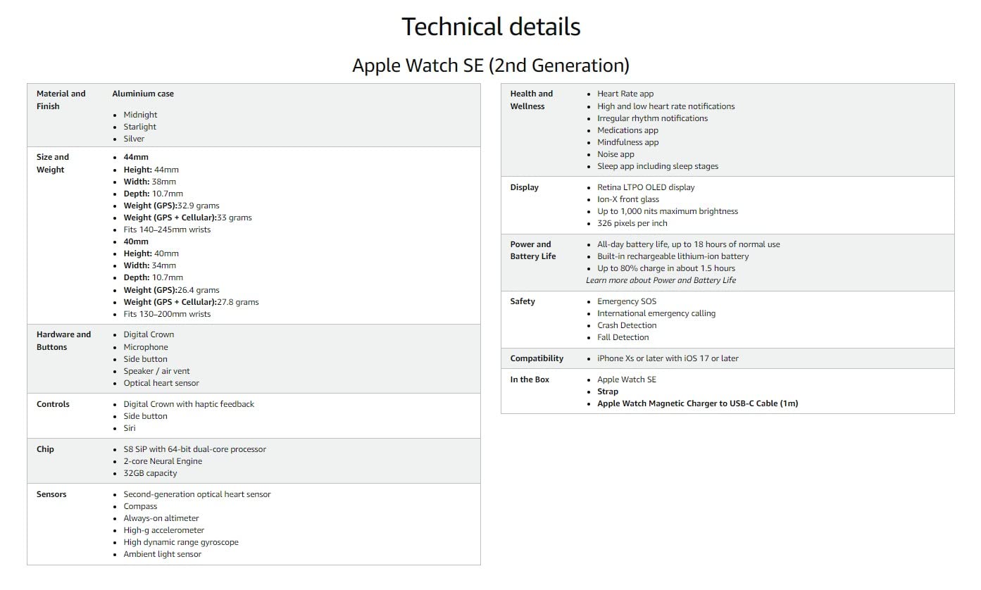 Apple Watch SE (2nd Gen) GPS 44mm Smartwatch with Midnight Aluminium