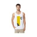 Faricon Printed Men's Gym Vest Neck Tank Tops Muscle Gym Bodybuilding Sleeveless Slim Fit Vest (White)