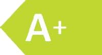 Energy efficiency label for the oven, clearly displaying 'A+' rating.