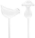 winemana 2 Pack Plant Watering Bulbs Glass Self-Watering Stakes Water Globe Automatic Irrigation Device for Indoor & Outdoor Plants, Bird & Mushroom