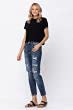 Judy Blue 82156-14 Hi-Waist Boyfriend Destroyed Hem Blue Jeans 82156-143