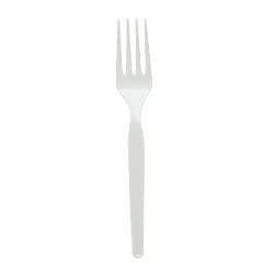Dixie Plastic Cutlery, Heavy MEDIUMWEIGHT Forks, White, 1,000/CARTON