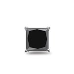 1.10 Cts Aa Egl Usa Certified Princess Black Diamond Men's Stud Earring In 14K White Gold - Valentine's Day Sale #TOP3
