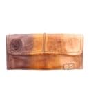 Bed/Stu Canton Vintage Distressed Leather Slim Wallet, Minimalist Front Pocket Design, Dark Brown, Handcrafted Card Holder with Money Clip (Cafe Latte)