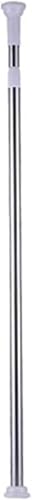 MOMENT [1 Pack] Telescopic Shower Curtain Rods [140-260 CM] Shower Rod Tension Never Rust Anti-Slip Shower Curtain Rod for Bathroom Window Adjustable Tension Shower Curtain Rod (Silver New)